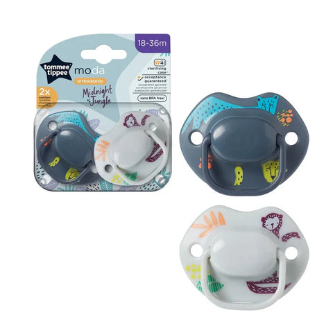 Tommee Tippee Moda Soother, (18-36 Months), Pack Of 2 (Green/Grey)