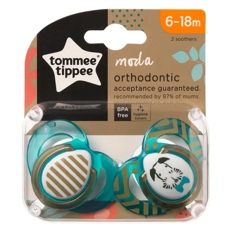 Tommee Tippee Moda Soother, (6-18 Months), Pack Of 2 - Boy