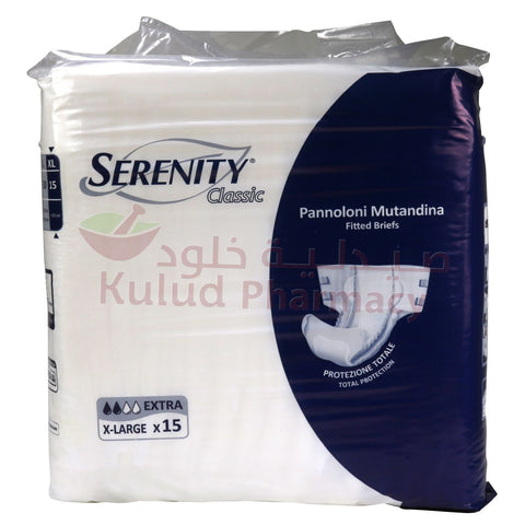 Serenity Fitted Brief Classic Extra X Large Adult Diaper 15 PC