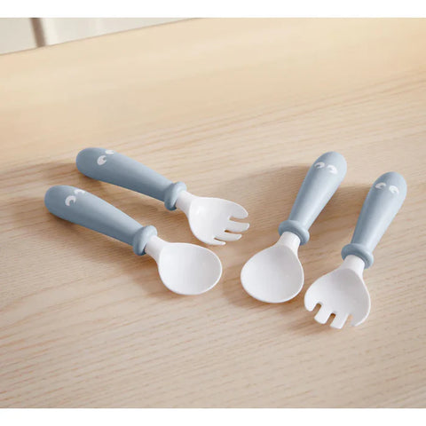 Babybjorn Baby Spoon And Fork - 4 Pcs (Powder Blue)