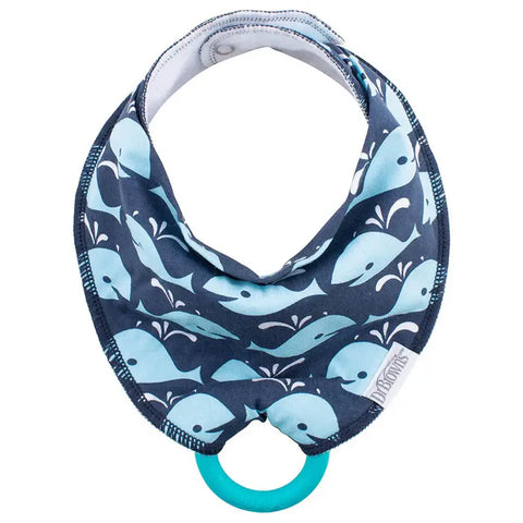Dr. Browns Bandana Bib W/ Teether, 1-Pack, Whales (Blue W/ Turquoise Teether)