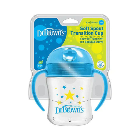 Dr.Browns Soft-Spout Transition Cup With Handles, 6 Oz (Blue)