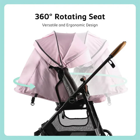 عربة أطفال مون ريفو 360 دوّارة (وردي)