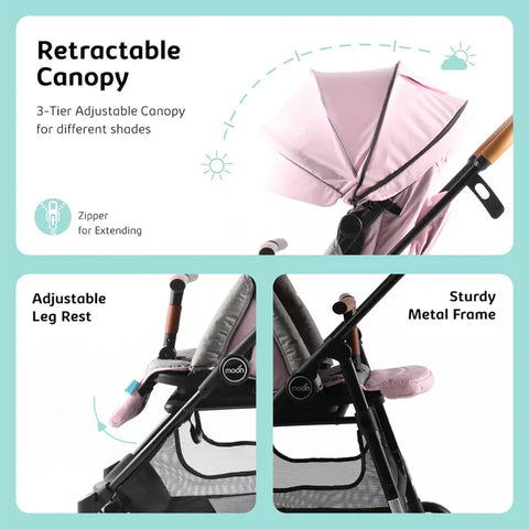 عربة أطفال مون ريفو 360 دوّارة (وردي)