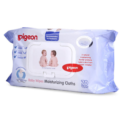 Buy Pigeon Baby Wipes Moisturizing Cloths 70 Sheets 26539 70PC Online - Kulud Pharmacy