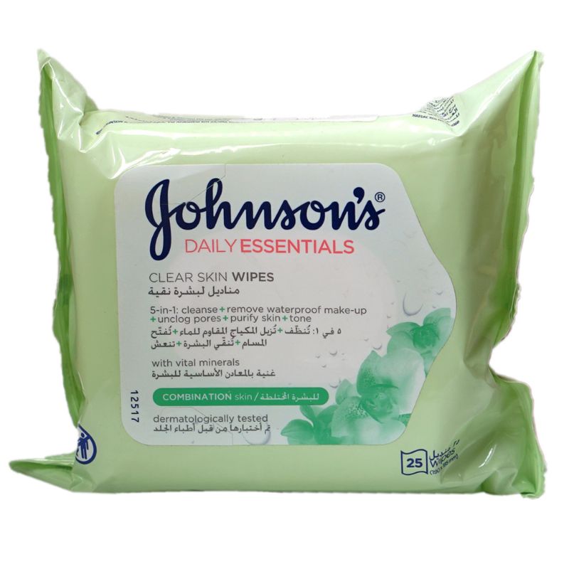 Johnson And Johnson Normal To Combination Skin Wipes 25 PC | Makeup Removers Johnson And Johnson Normal To Combination Skin Wipes 25 PC | Makeup Removers