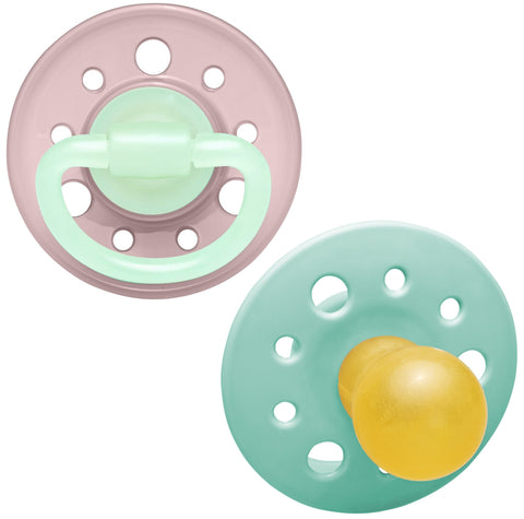 Nip Cherry Glow in the Dark Round Latex Soother (Rose & Green) 0m+