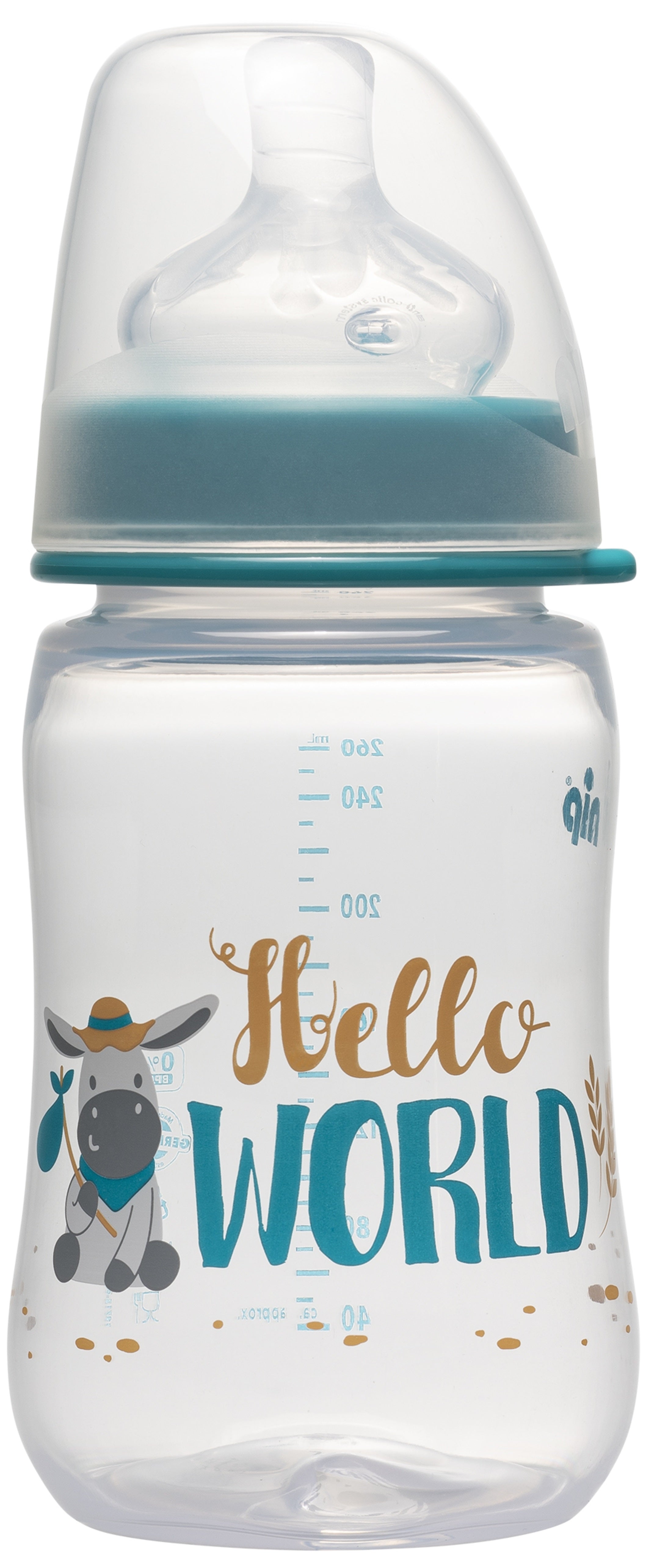 Nip Wide Neck PP Bottle Silicone Round Teat (Blue) 260ml | Bottles & Nipples Nip Wide Neck PP Bottle Silicone Round Teat (Blue) 260ml | Bottles & Nipples