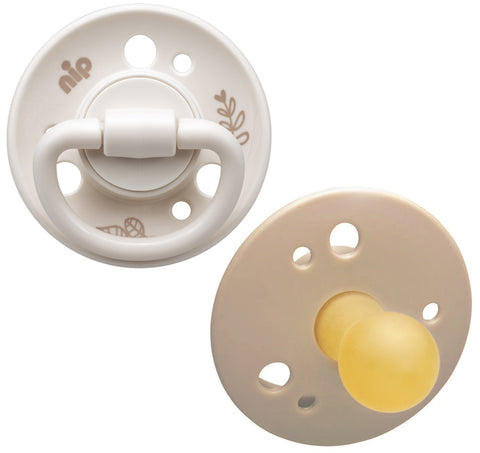 Nip Cherry Round Latex Eco-Friendly Soother (Brown/Beige) 0m+