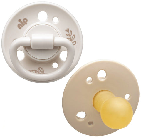 Nip Cherry Round Latex Eco-Friendly Soother (Brown/Beige) 6m+