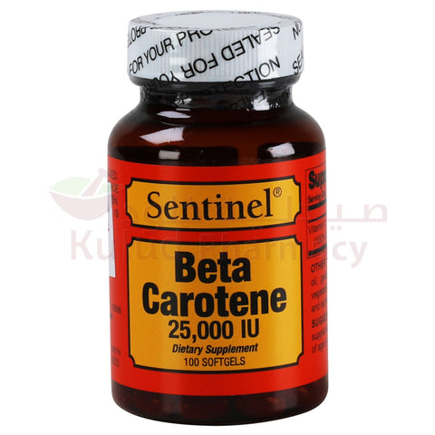 Buy Sentinel Beta Carotene Soft Gelattin Capsule 25000I.U 100 PC Online - Kulud Pharmacy