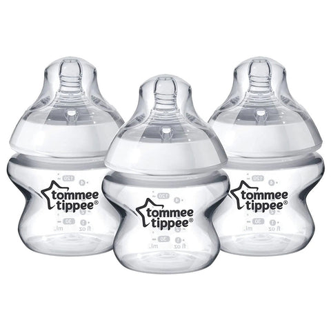 Tommee Tippee Closer To Nature Feeding Bottle, 150Ml X 3 (Clear)