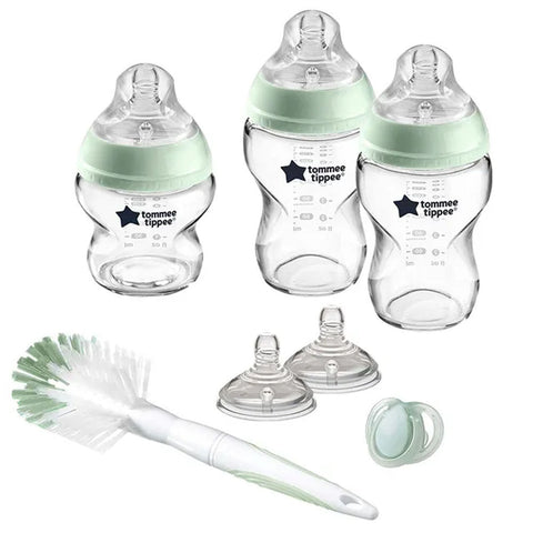 Tommee Tippee Closer To Nature Glass Feeding Bottle Kit, Starter Set - Clear