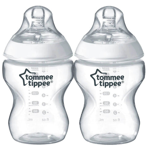 Tommee Tippee Closer To Nature Feeding Bottle, 260Ml X 2 (Clear)