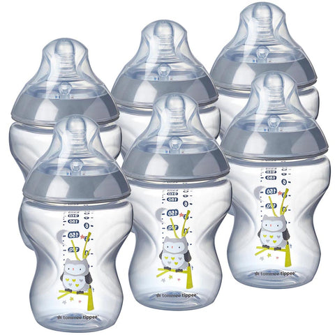 Tommee Tippee Closer To Nature Feeding Bottle, 260Ml X 6 (Clear)