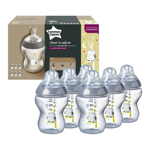 Tommee Tippee Closer To Nature Feeding Bottle, 260Ml X 6 -Boy