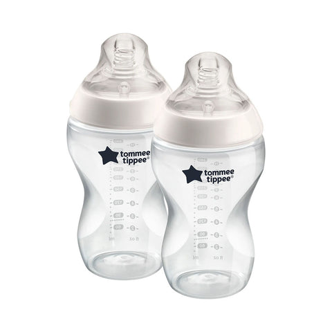 Tommee Tippee Closer To Nature Feeding Bottle, 340Ml X 2 (Clear)