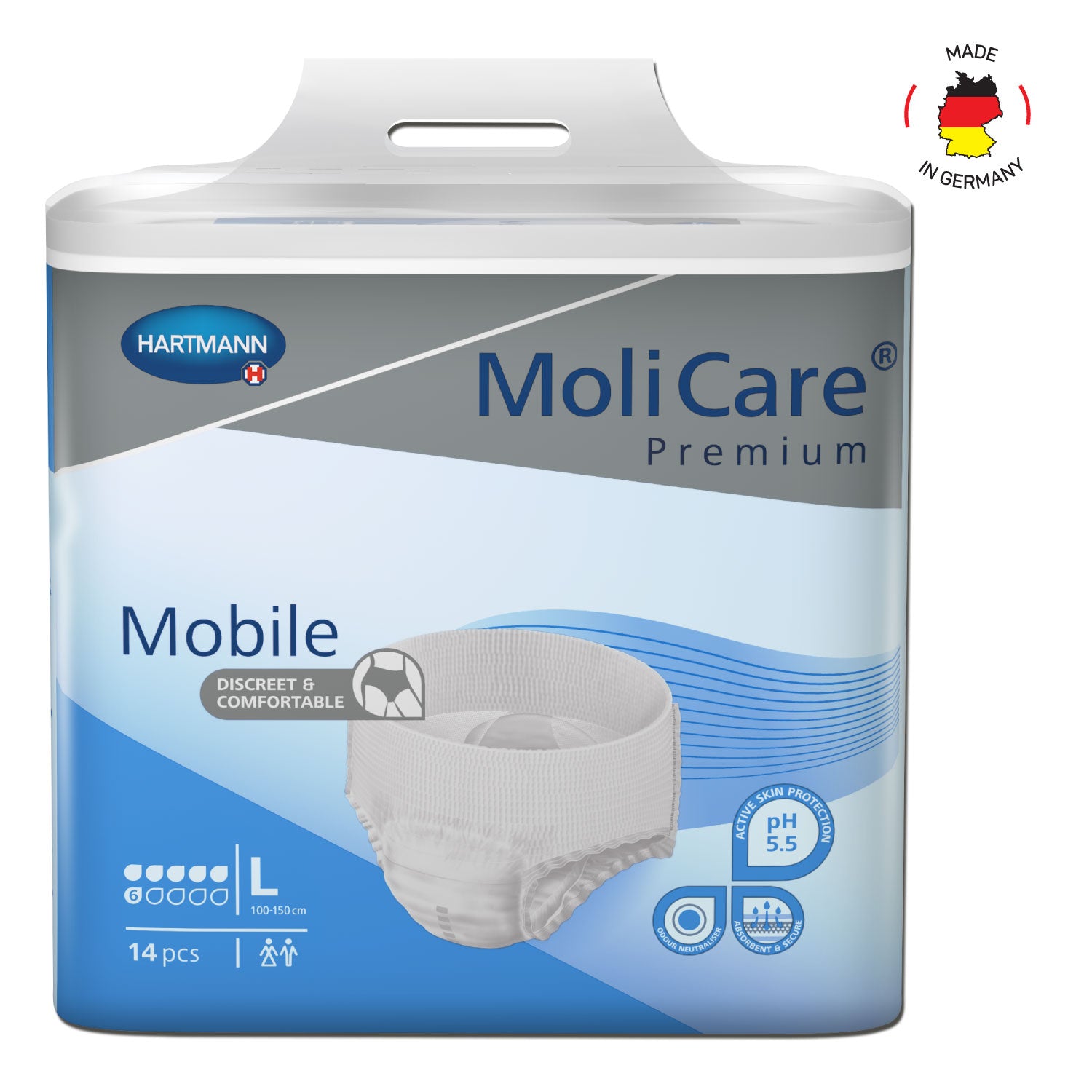 Adult Diaper Pants, MoliCare Premium Mobile, Diapers pants for adult incontinence, Unisex Large, 6 drops, 14 pieces / pack | Adult Diapers