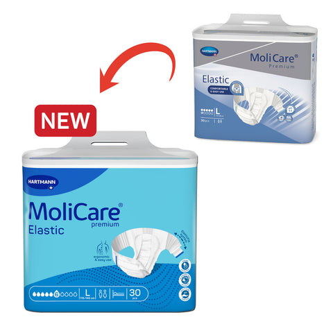 Adult Diaper, Molicare Premium Elastic, Slip diapers for adult incontinence,  Large, 6 Drops, 30pcs/pack, Unisex
