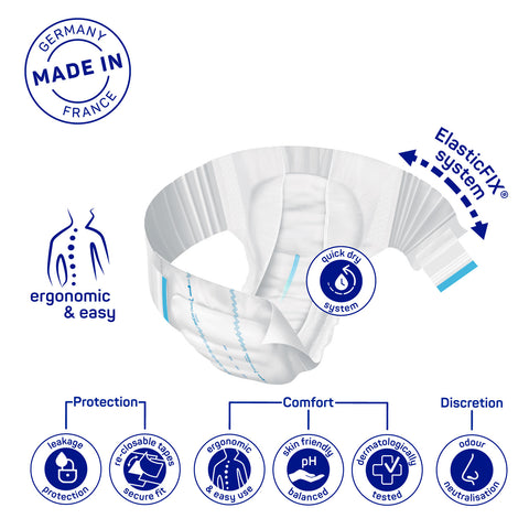 Adult Diaper, Molicare Premium Elastic, Slip diapers for adult incontinence,  Large, 6 Drops, 30pcs/pack, Unisex