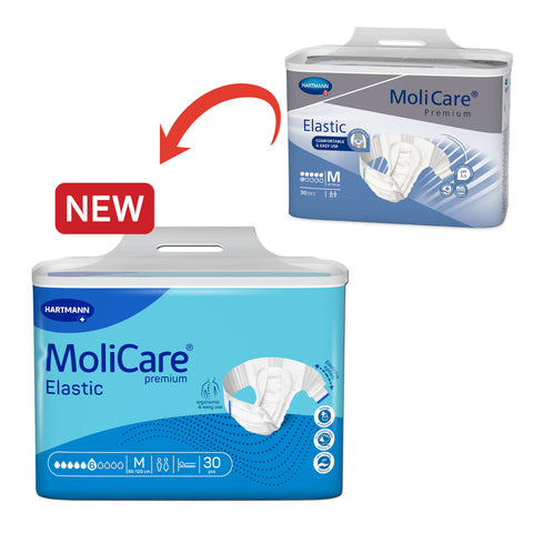 Adult Diaper, Molicare Premium Elastic, Slip diapers for adult incontinence,  Medium, 6 Drops, 30pcs/pack, Unisex