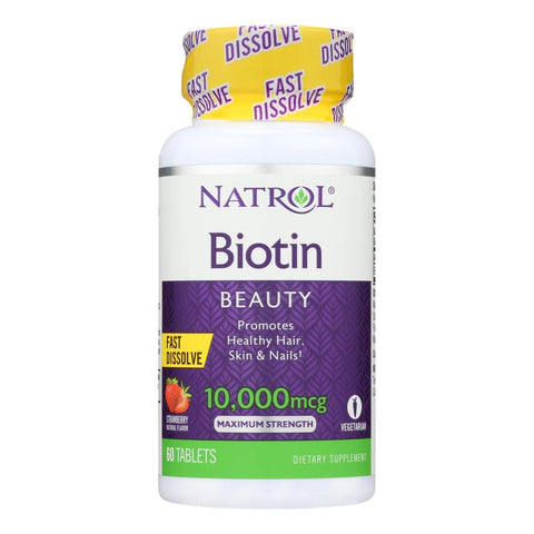 Buy NATROL BIOTIN 10,000 MCG 60 CAPSULES STRAWBERRY Online - Kulud Pharmacy