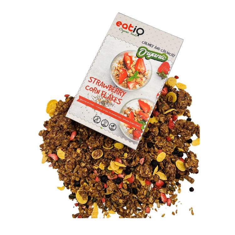 Eatiq Organic Foods -Organic Strawberry Cornflakes Granola 320G | Breakfast Grains