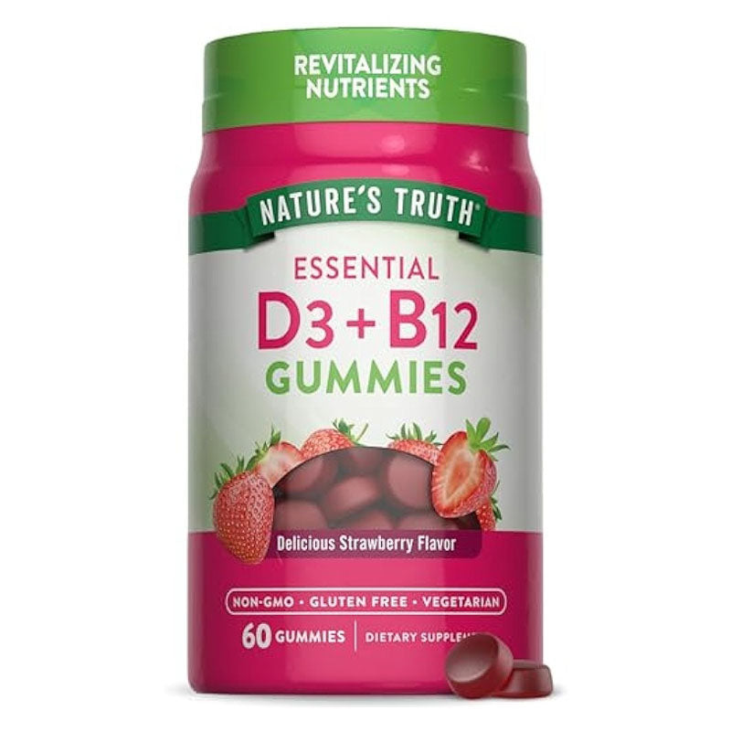 Nature's Truth D3 + B12 Gummies Strawberry Flavor 60's | Multivitamins Nature's Truth D3 + B12 Gummies Strawberry Flavor 60's | Multivitamins
