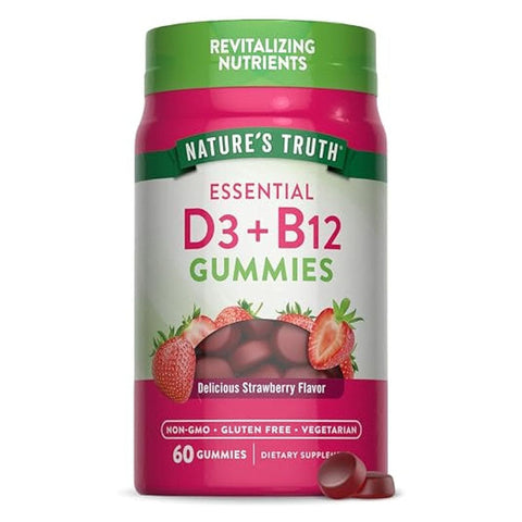 Nature's Truth D3 + B12 Gummies Strawberry Flavor 60's