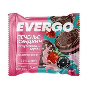 Evergo Protein Sandwich Cookies With Strawberry Filling 45G | Cookies
