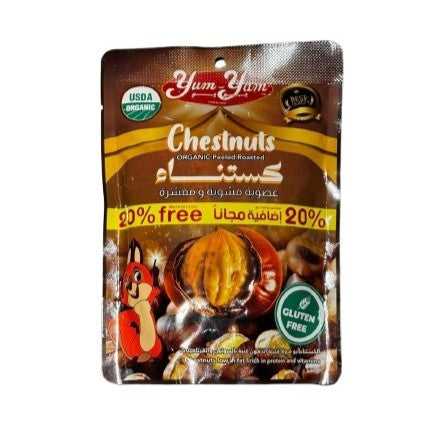 YUM-YAM Organic Peeled Roasted Chestnuts Gluten Free Low In Fat Rich In Protein & Vitamin 120G | Nuts
