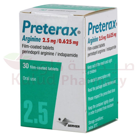 Buy Preterax Arginine Tablet 2.5/0.625 Mg 30 PC Online - Kulud Pharmacy