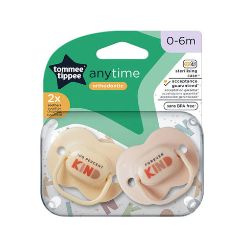 Tommee Tippee Anytime Soother 0-6M (Pack Of 2) - Orange/Pink