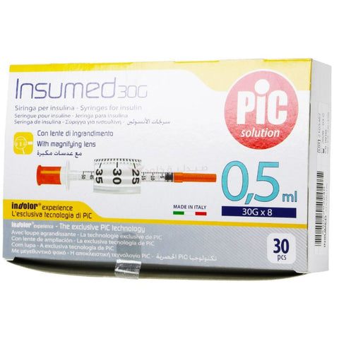 Buy Pic Insumed G30 X8Mm Syringe 0.5Ml 30 PC Online - Kulud Pharmacy