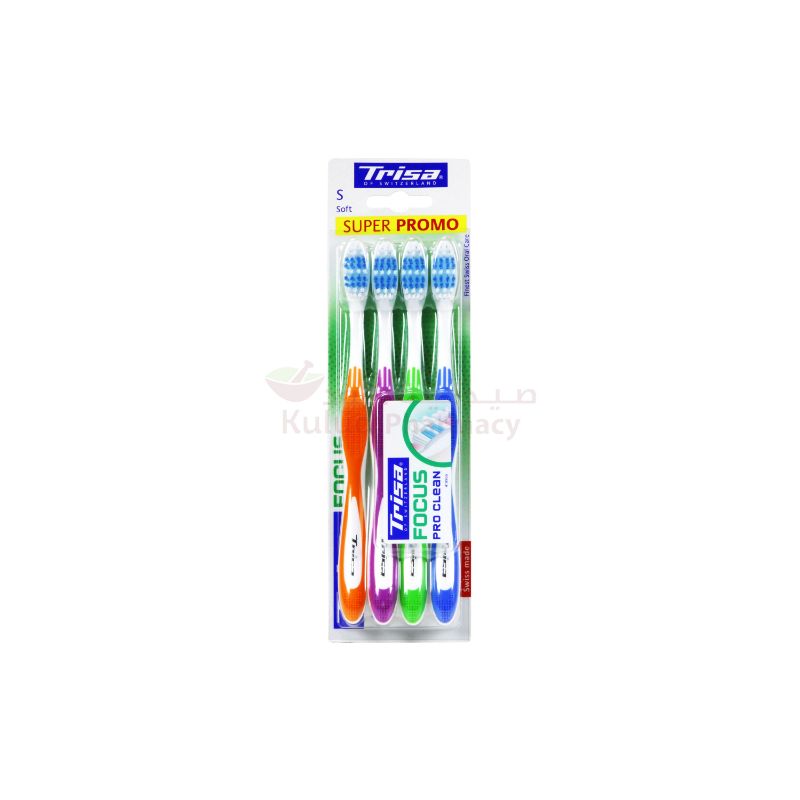 Trisa Focus Soft Toothbrush 4 PC | Toothbrushes Trisa Focus Soft Toothbrush 4 PC | Toothbrushes