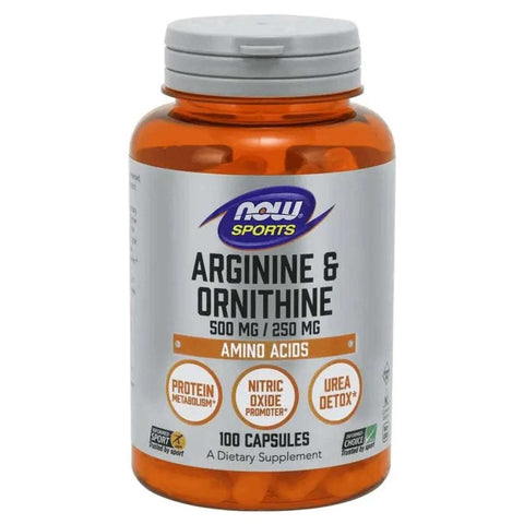 Now Arginine & Ornithine 500Mg/250Mg 100 Veg Capsules