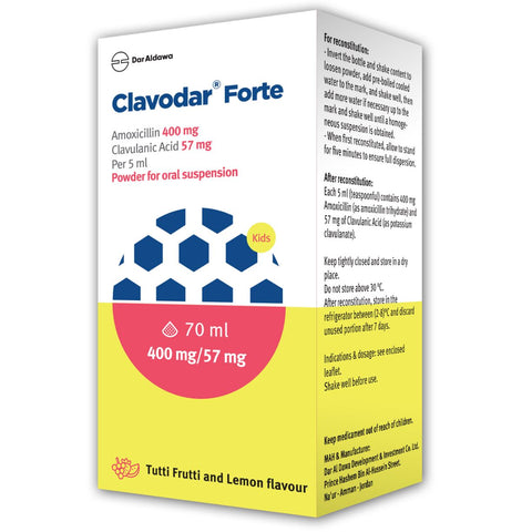 Buy Clavodar Powder For Oral Suspension 400 Mg 70 ML Online - Kulud Pharmacy