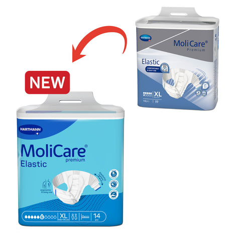 Adult Diaper, Molicare Premium Elastic, Slip diapers for adult incontinence,  Extra Large,6 Drops, 14pcs/pack, Unisex