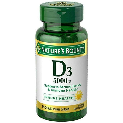 Buy Natures Bounty Vitamin D3 Capsule 5000 I.U 150 CAP Online - Kulud Pharmacy