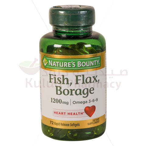 Buy Natures Bounty Fish Flax Borage Capsule 3600 Mg 72 CAP Online - Kulud Pharmacy