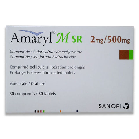 Buy Amaryl M Sr Prolonged-Release Tablet 2/500 Mg 30 PC Online - Kulud Pharmacy