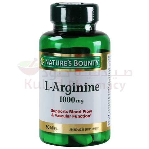 Buy Natures Bounty L-Arginine Tablet 1000 Mg 50 PC Online - Kulud Pharmacy