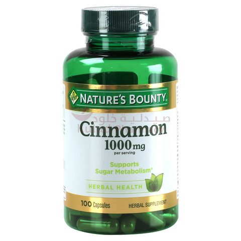 Buy Natures Bounty Cinnamon Capsule 1000 Mg 100 PC Online - Kulud Pharmacy