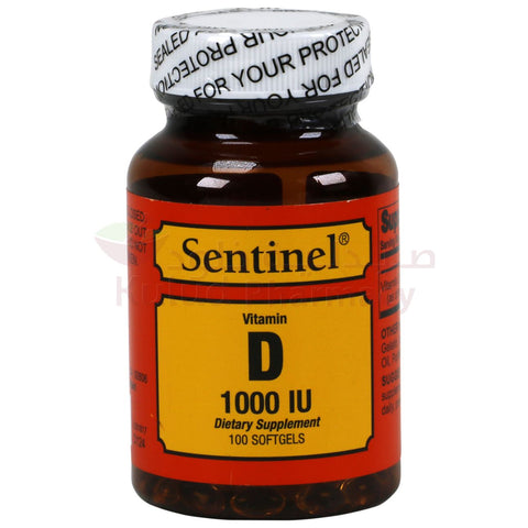 Sentinel Vitamin D3 Soft Gelattin Capsule 1000 I.U 100 PC