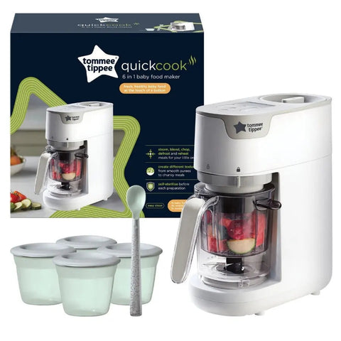 Tommee Tippee Quick Cook 6-In-1 Baby Food Maker (White)