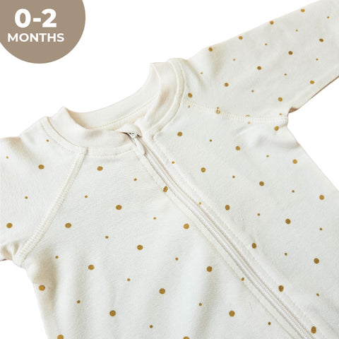 Elli Junior Bamboo Two Way Zip Pyjamas Golden Dots (0-2M)