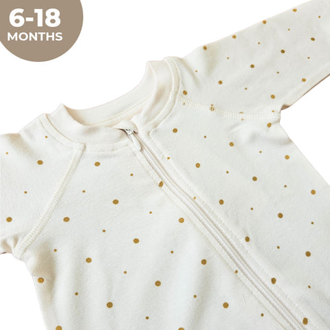 Elli Junior Bamboo Two Way Zip Pyjamas Golden Dots (6-18M)