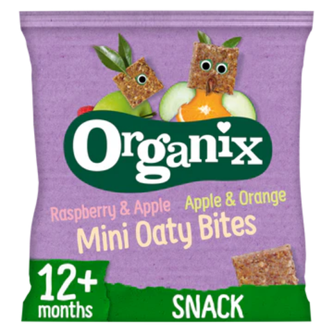 Organix Apple & Orange and Raspberry & Apple Organic Mini Oaty Bites 5 x (11 x 10g)