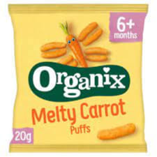 Organix Melty Carrot Puffs Organic Corn Snacks 20g