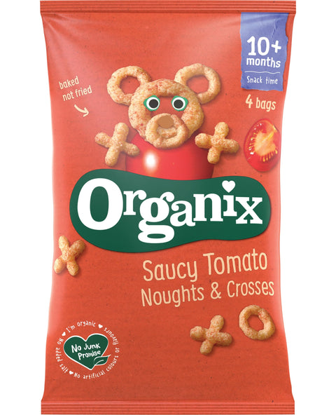 Organix Organic Saucy Tomato Noughts & Crosses Corn Snacks Multipack 4x18g